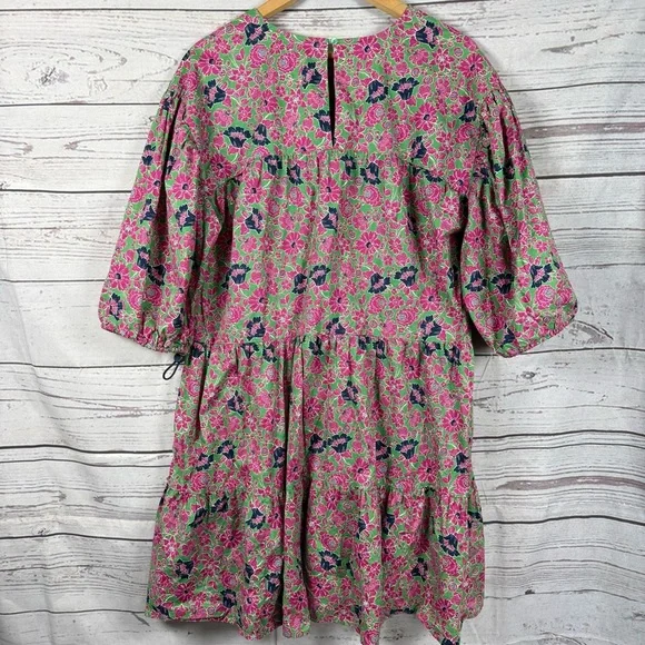 Anthropologie Sundry Ditzy Floral Cotton Dress Tiered Balloon Sleeve Size 1 (S) - Picture 8 of 10